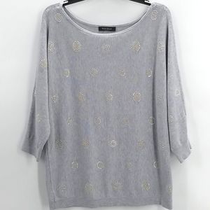 White House Black Market Silver Embellished Blouse